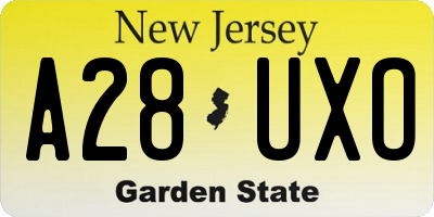 NJ license plate A28UXO