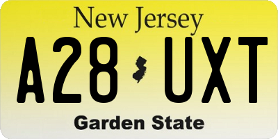 NJ license plate A28UXT