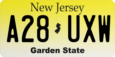NJ license plate A28UXW