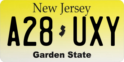 NJ license plate A28UXY