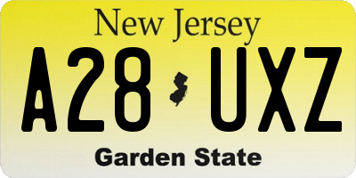NJ license plate A28UXZ