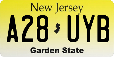 NJ license plate A28UYB