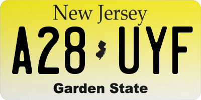 NJ license plate A28UYF