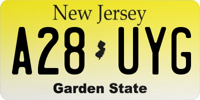 NJ license plate A28UYG