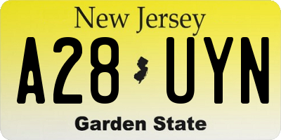 NJ license plate A28UYN