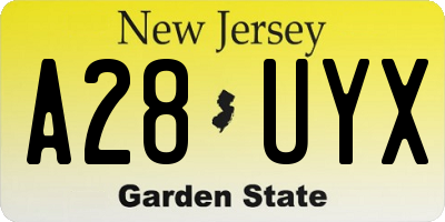 NJ license plate A28UYX