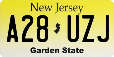NJ license plate A28UZJ