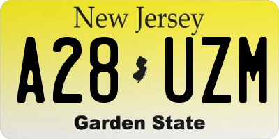 NJ license plate A28UZM