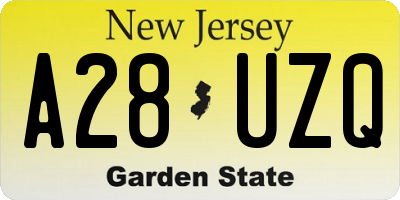 NJ license plate A28UZQ