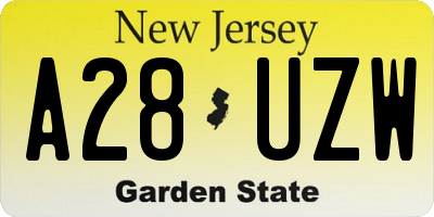 NJ license plate A28UZW