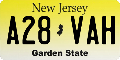 NJ license plate A28VAH