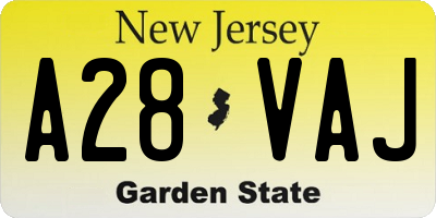 NJ license plate A28VAJ