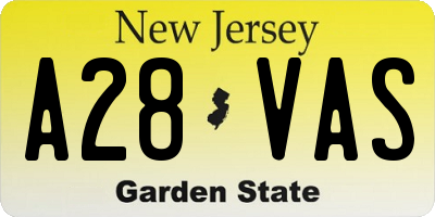 NJ license plate A28VAS
