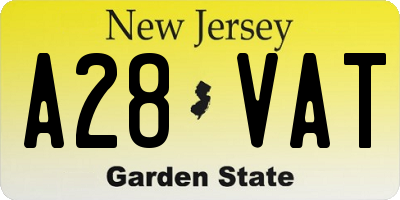 NJ license plate A28VAT