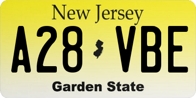 NJ license plate A28VBE