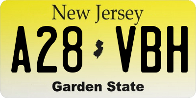 NJ license plate A28VBH