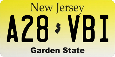 NJ license plate A28VBI