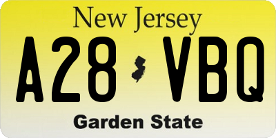 NJ license plate A28VBQ