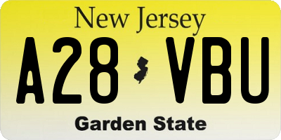 NJ license plate A28VBU