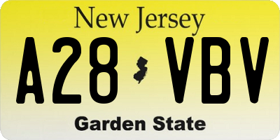 NJ license plate A28VBV