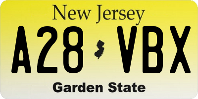 NJ license plate A28VBX