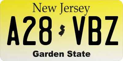NJ license plate A28VBZ