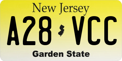 NJ license plate A28VCC