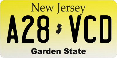 NJ license plate A28VCD
