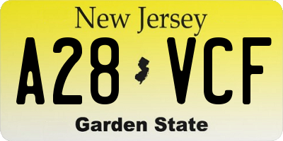 NJ license plate A28VCF