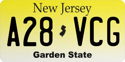 NJ license plate A28VCG