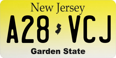 NJ license plate A28VCJ