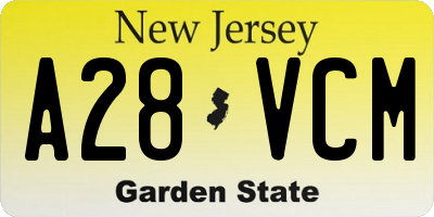 NJ license plate A28VCM