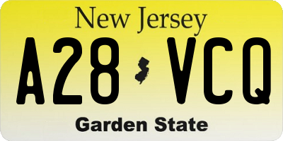 NJ license plate A28VCQ