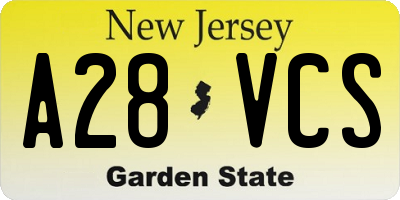NJ license plate A28VCS