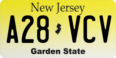 NJ license plate A28VCV