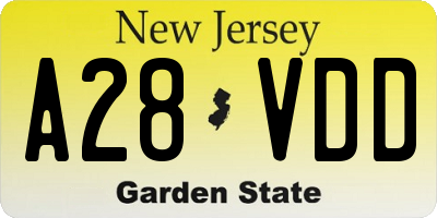 NJ license plate A28VDD