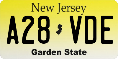 NJ license plate A28VDE