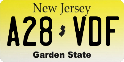 NJ license plate A28VDF