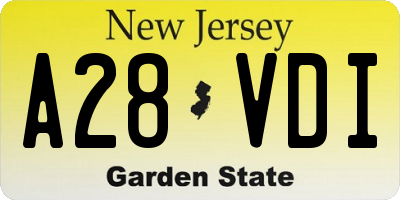 NJ license plate A28VDI