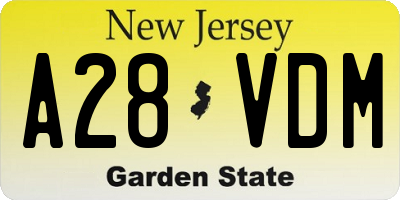 NJ license plate A28VDM