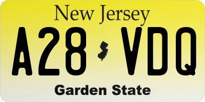 NJ license plate A28VDQ