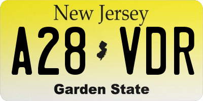 NJ license plate A28VDR