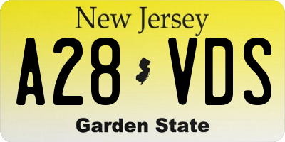 NJ license plate A28VDS