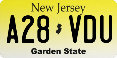 NJ license plate A28VDU