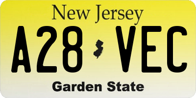 NJ license plate A28VEC