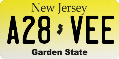 NJ license plate A28VEE