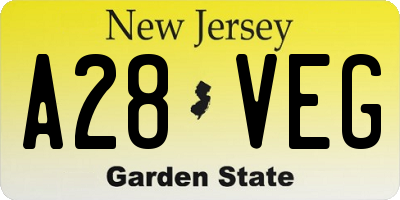 NJ license plate A28VEG