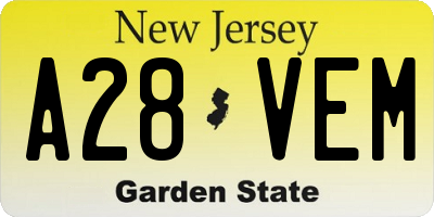NJ license plate A28VEM