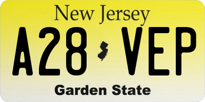 NJ license plate A28VEP