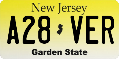NJ license plate A28VER